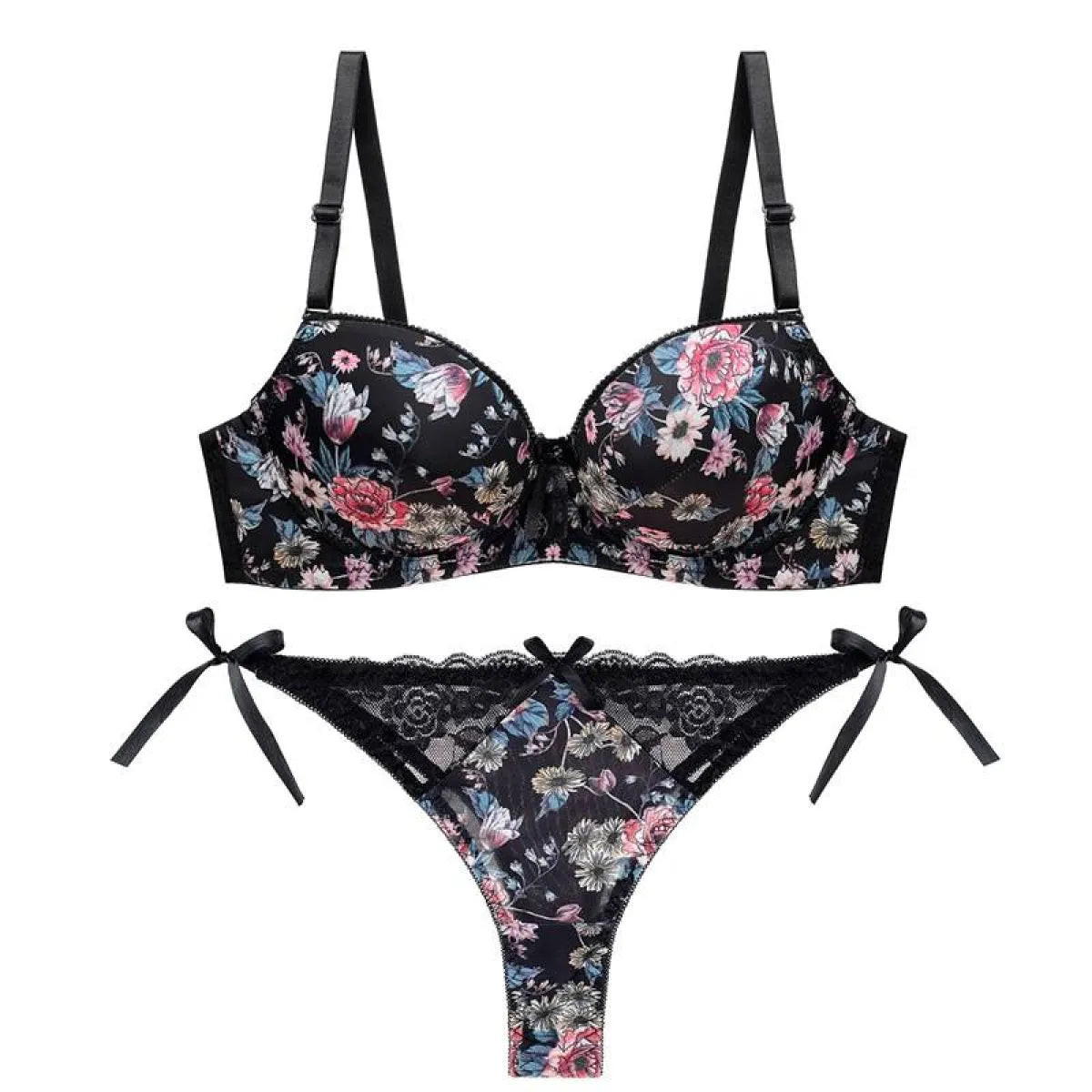 Sexy Floral Bra - Thong Set - Best Sellers - 1