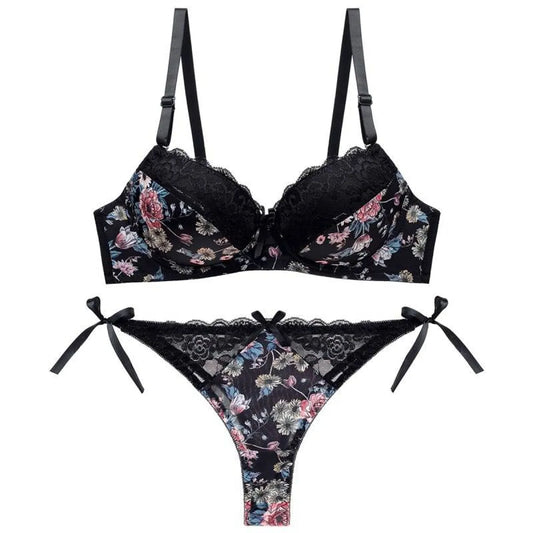 Sexy Floral Bra - Thong Set - Best Sellers - 18