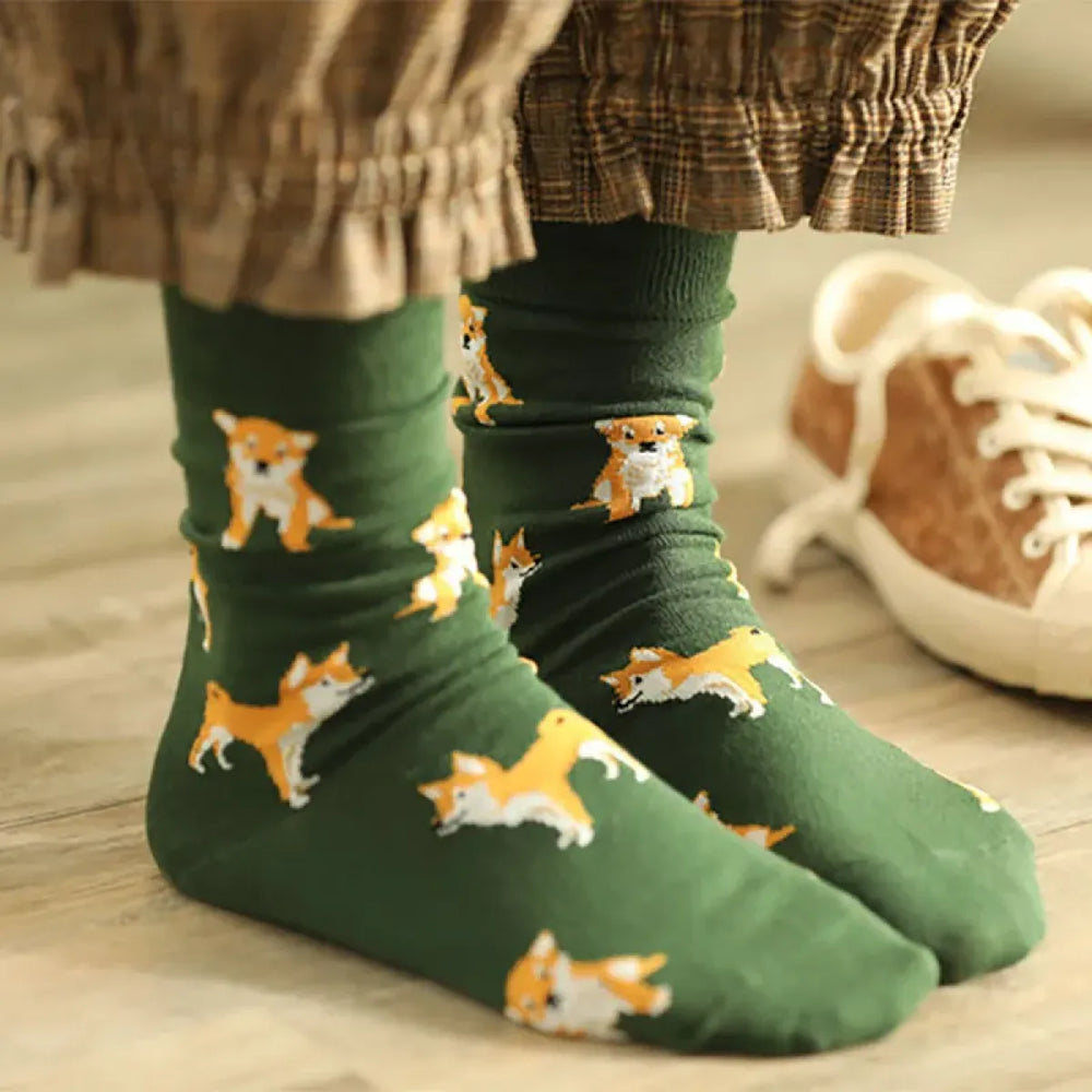 Shiba Inu Crew Socks - Kawaii Pet Animal Combed Cotton Short Socks - Best Sellers - 1