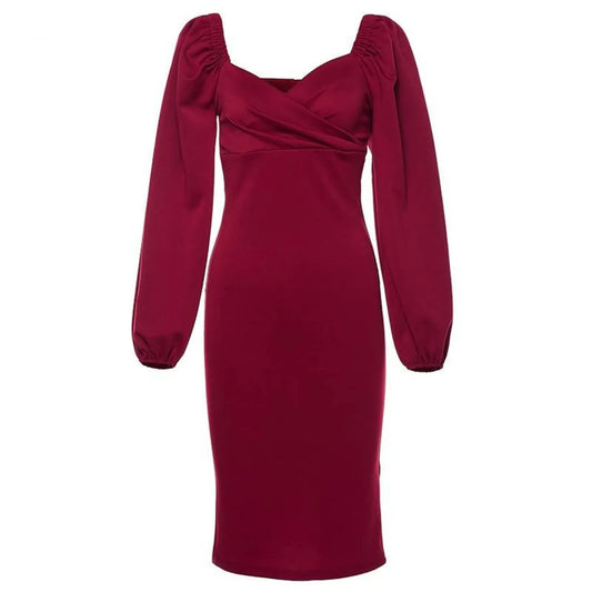 Off Shoulder Lantern Sleeve Dress - All Dresses - 12