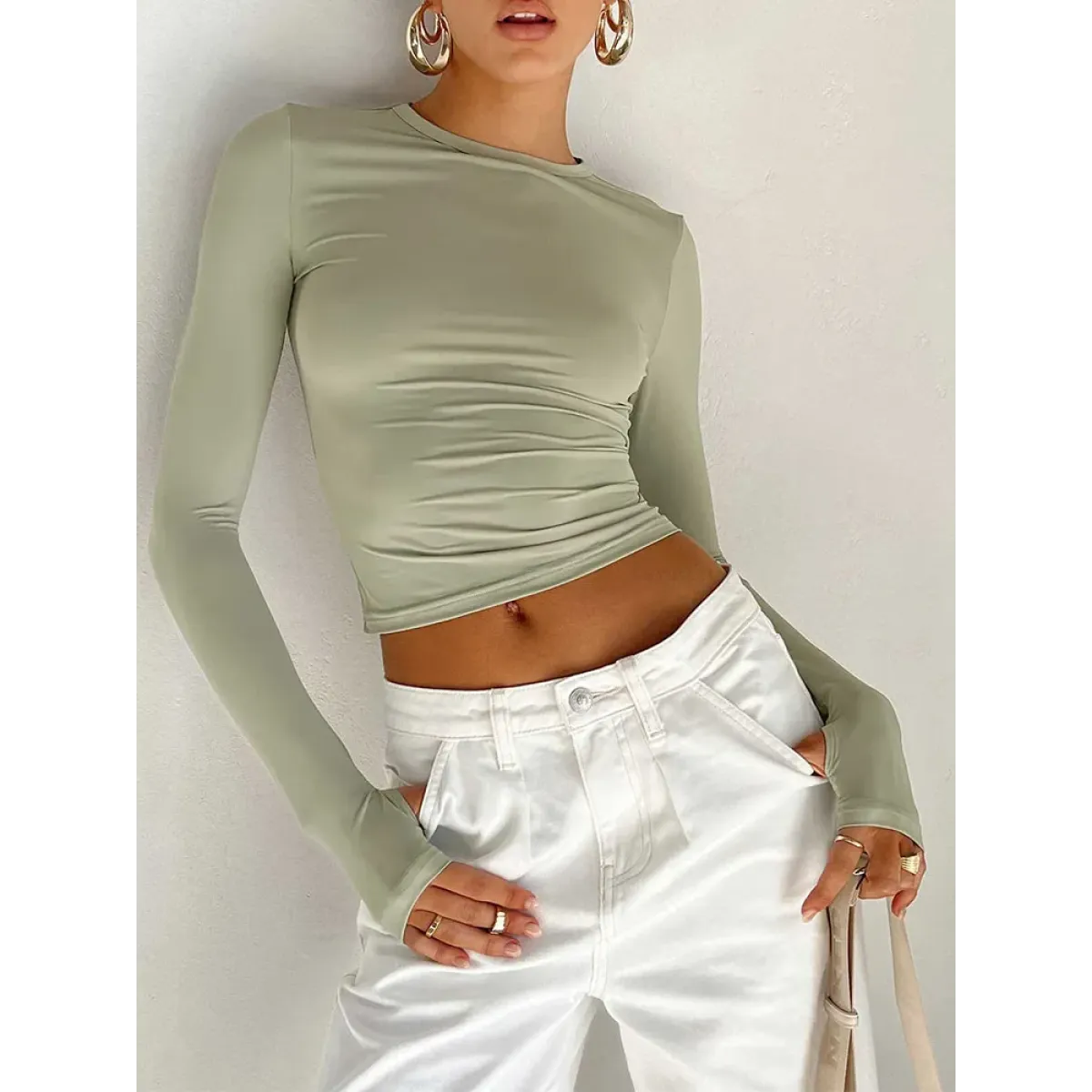 Harajuku Slim Fit Long Sleeve Crop Top - Best Sellers - Tops - 1