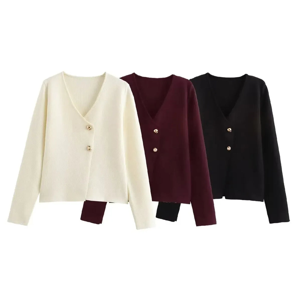 V-Neck Slim Knit Button Cardigan - Best Sellers - Cardigan - 1