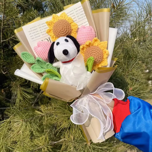 Kawaii Snoopy Plush Bouquet – Crochet Flowers Valentine or Graduation Gift - Best Sellers - Plushie - 4