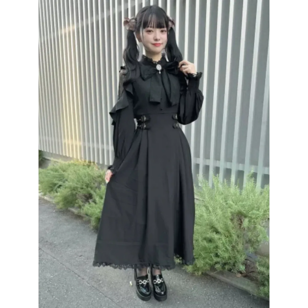 Gothic Lace Bow Stand Collar Lolita Dress - All Dresses - Lolita Dress - 1