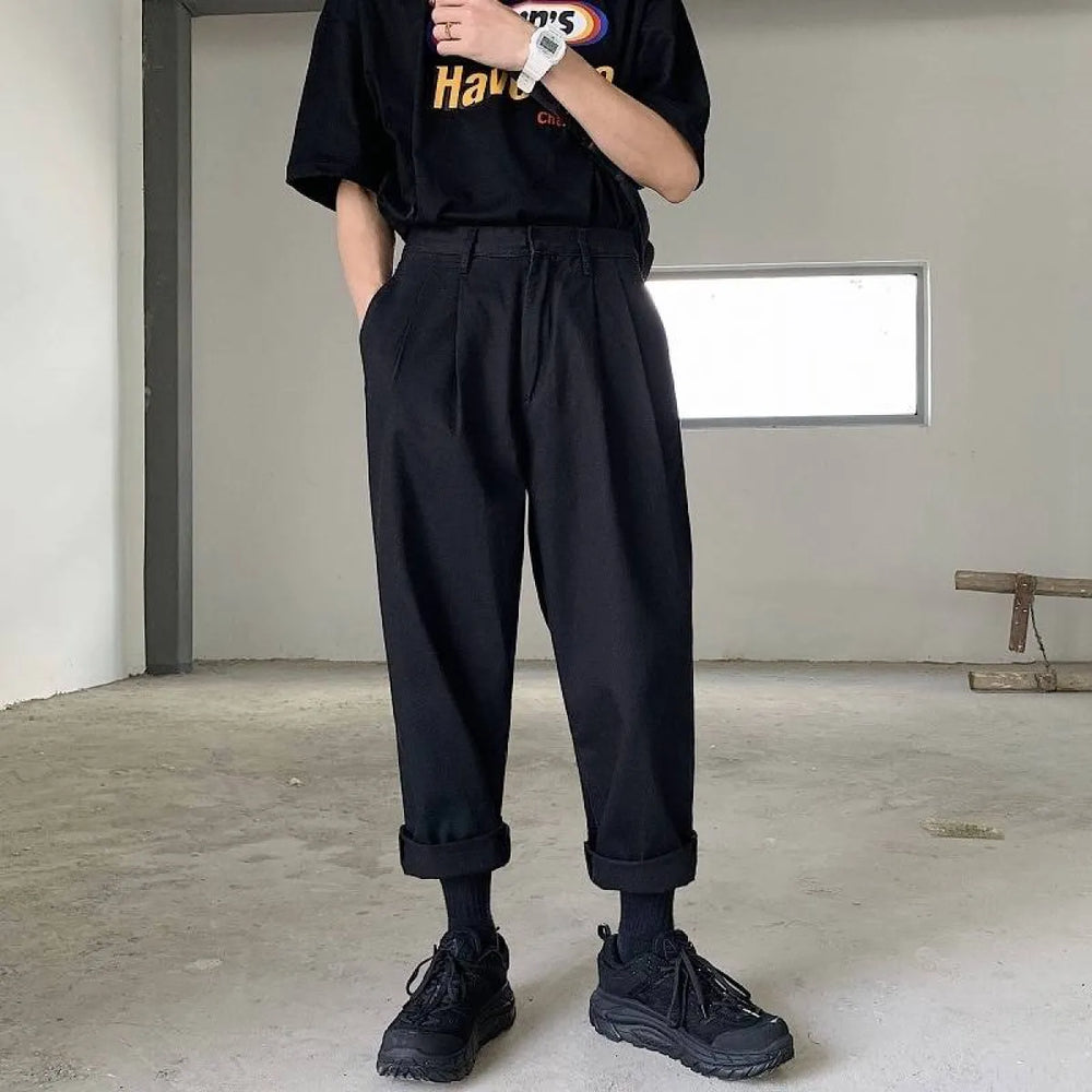 Men’s Simple Loose Black Cotton Pants - Best Sellers - 1