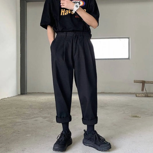 Men’s Simple Loose Black Cotton Pants - Best Sellers - 1