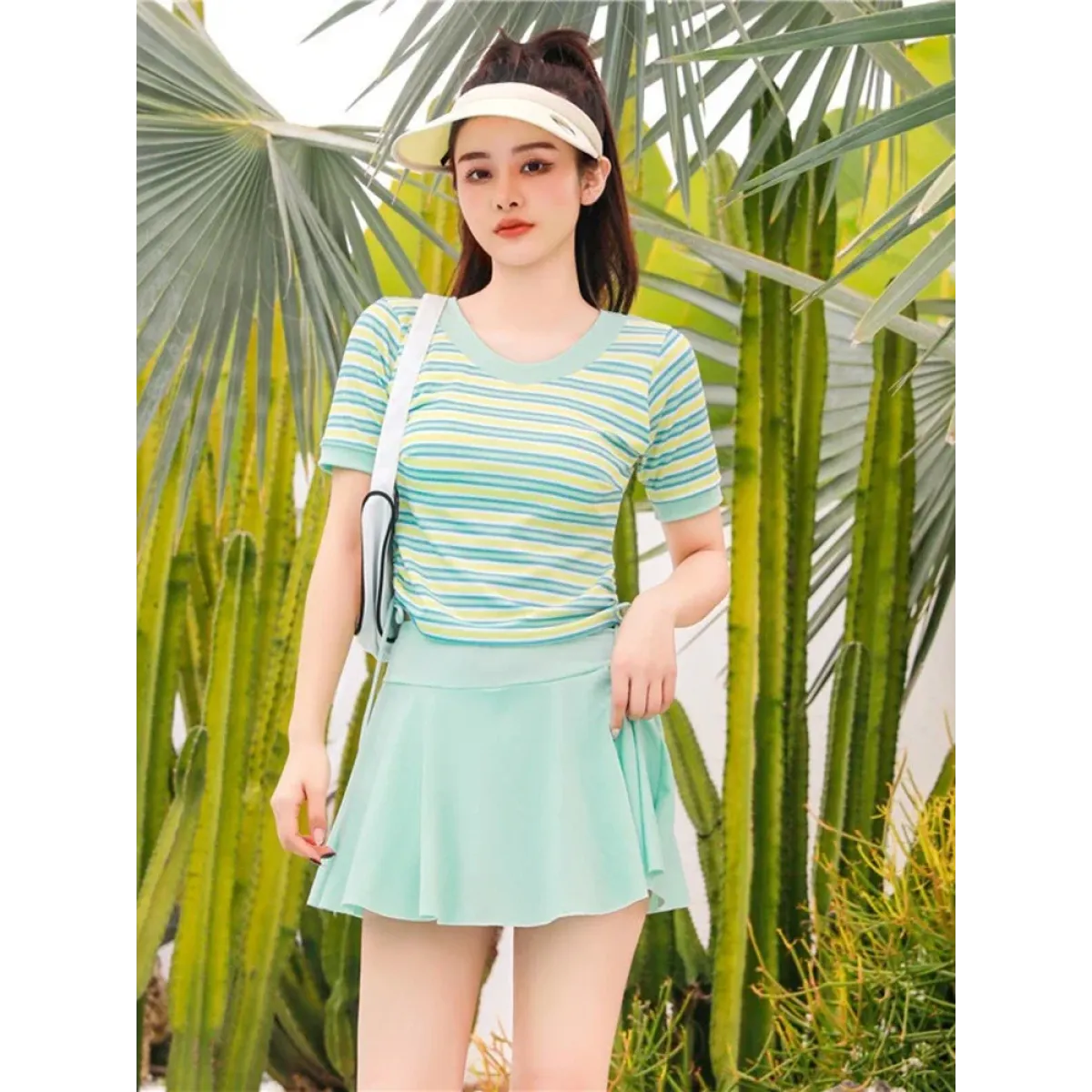 Korean Ruffle Striped Bikini Set with Skirt - Best Sellers - Swimsuits - 2