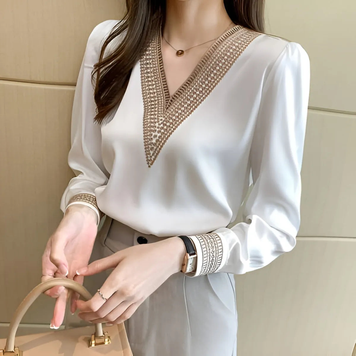 Women’s White Long Sleeve Summer Blouse - Best Sellers - 8