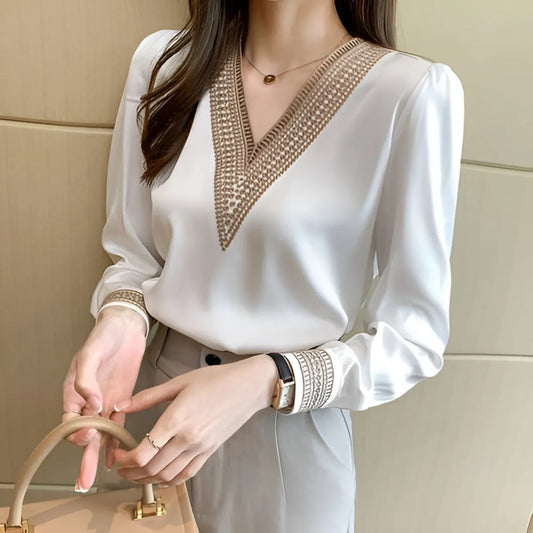 Women’s White Long Sleeve Summer Blouse - Best Sellers - 8