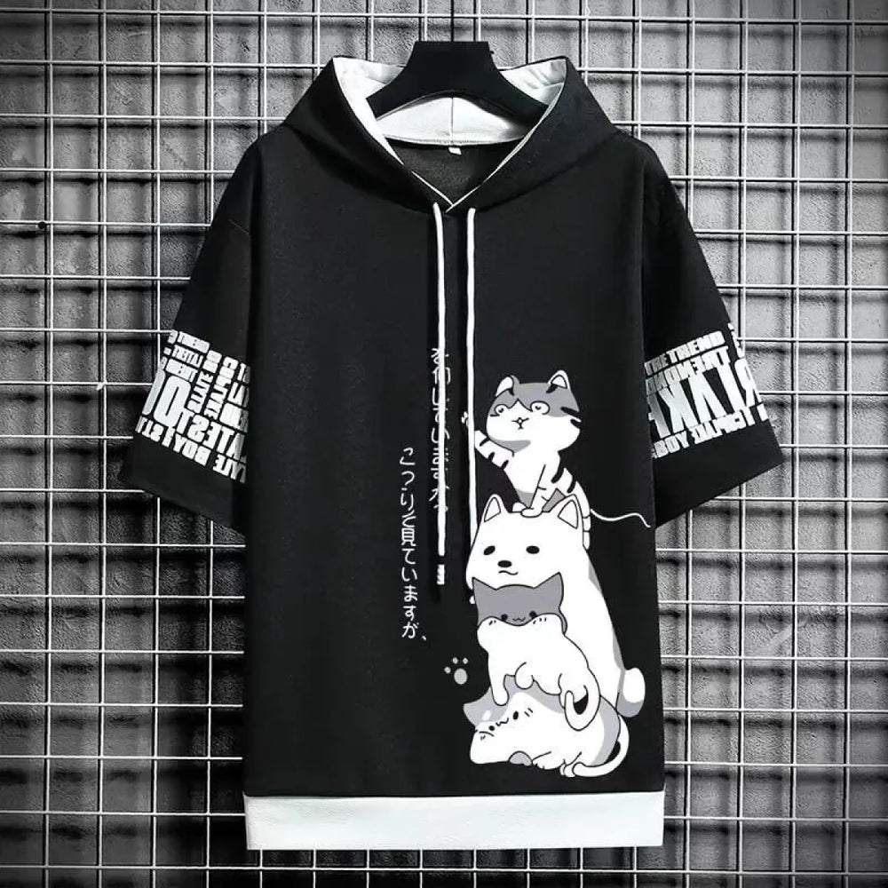 Men’s Summer Cartoon Hoodie - Harajuku Short Sleeve - Best Sellers - 1