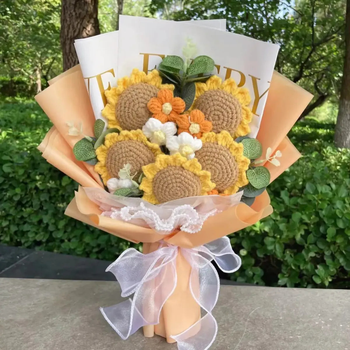 Sunflower Crochet Bouquet – Handmade Gift for Weddings & Birthdays - Valentines Day Collection - Plushie - 1