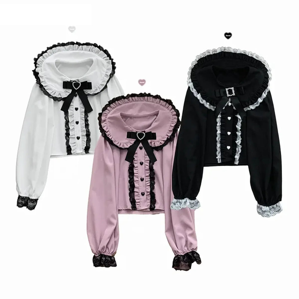 Sweet Harajuku Lace Ruffle Blouse - Best Sellers - Shirts & Blouses - 1