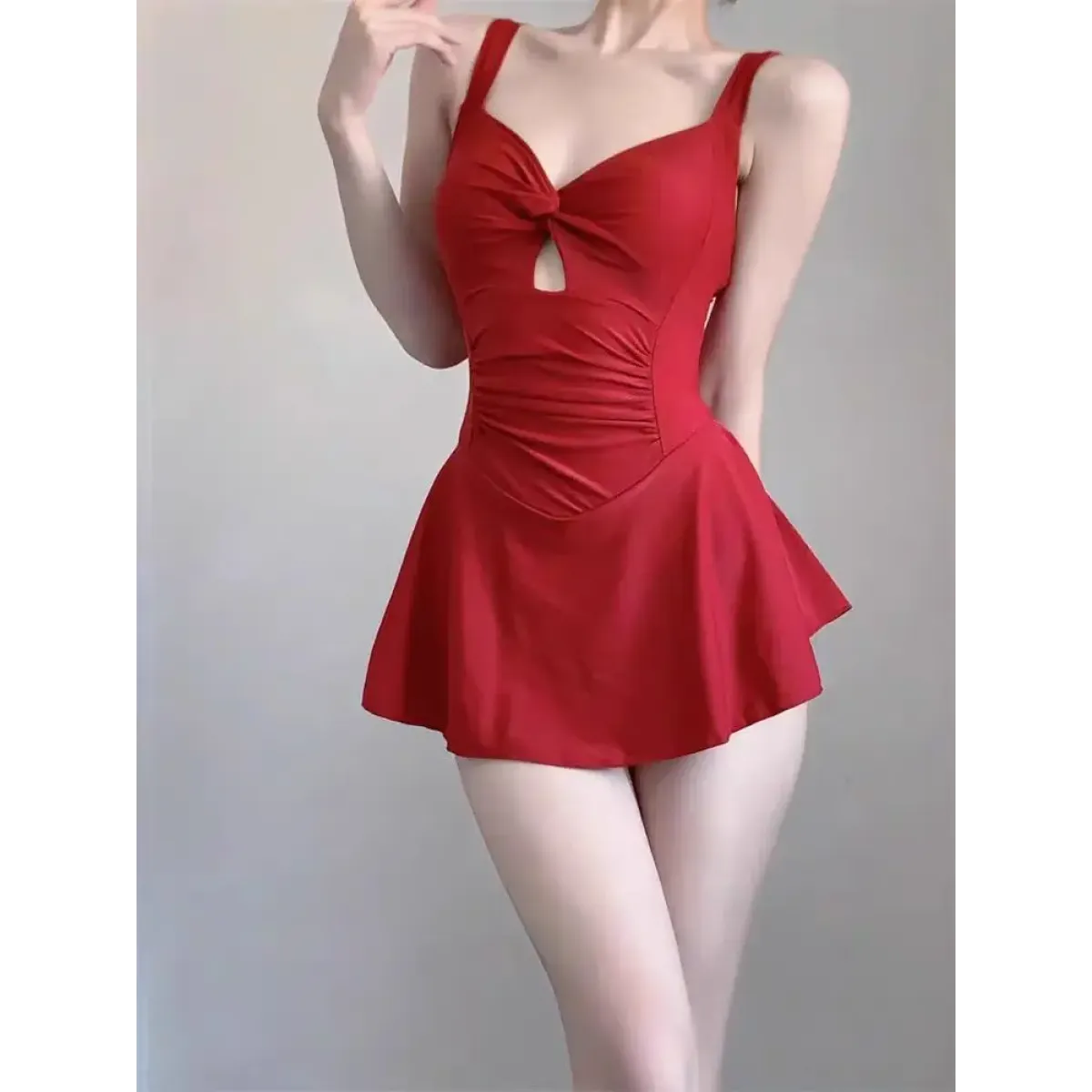 Ruched Knot One Piece Swimsuit – Sweet Kawaii Mini Dress Style - All Dresses - Sleeveless - Swimwear - 6
