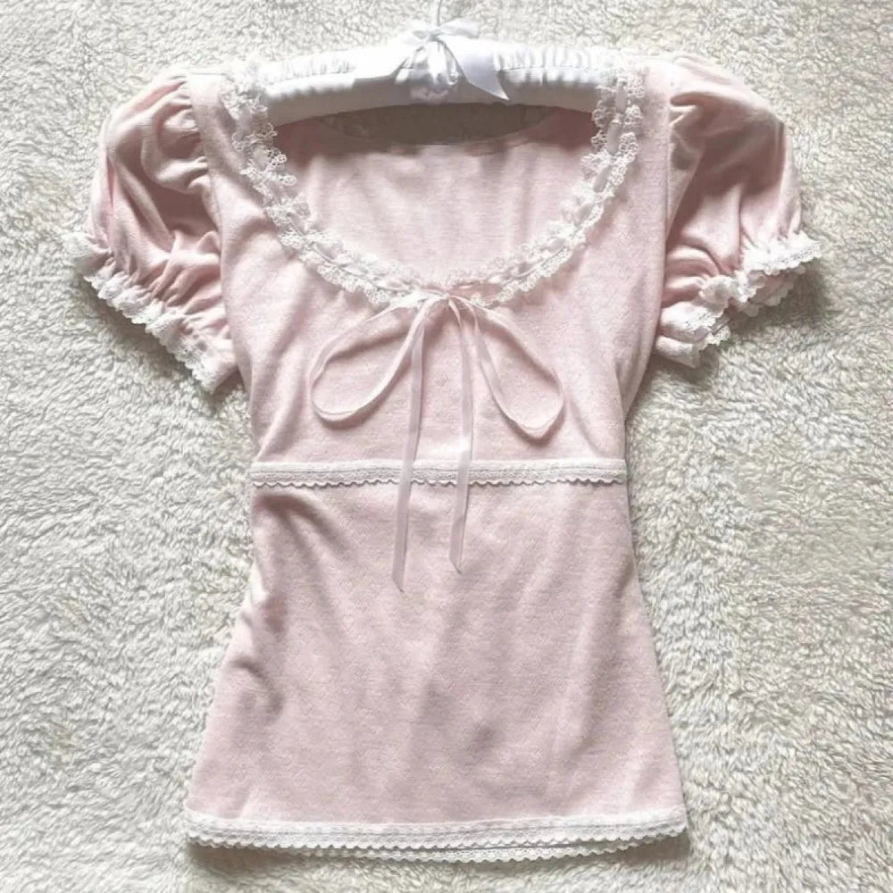Sweet Lace Puff Sleeve T-Shirt - Best Sellers - T-Shirts - 1