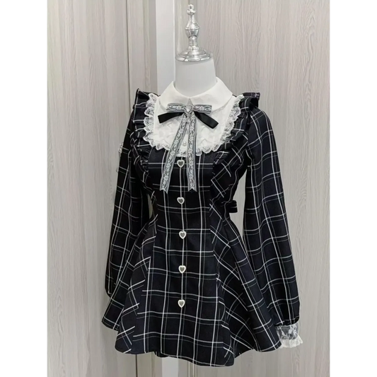Sweet Lolita Bow Patchwork Dress - All Dresses - Lolita Dress - 3