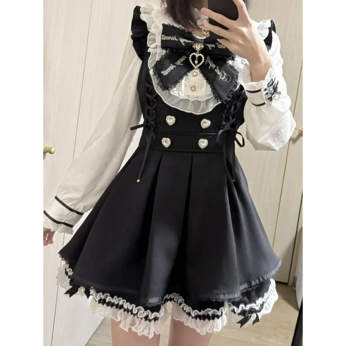 Sweet Lolita Bow Patchwork Dress - All Dresses - Lolita Dress - 13