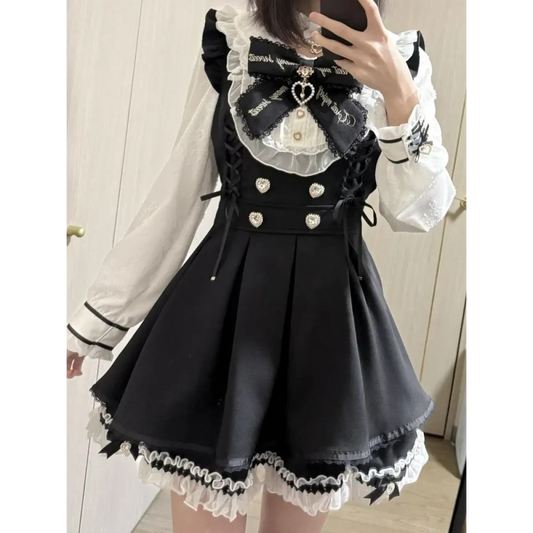 Sweet Lolita Bow Patchwork Dress - All Dresses - Lolita Dress - 13