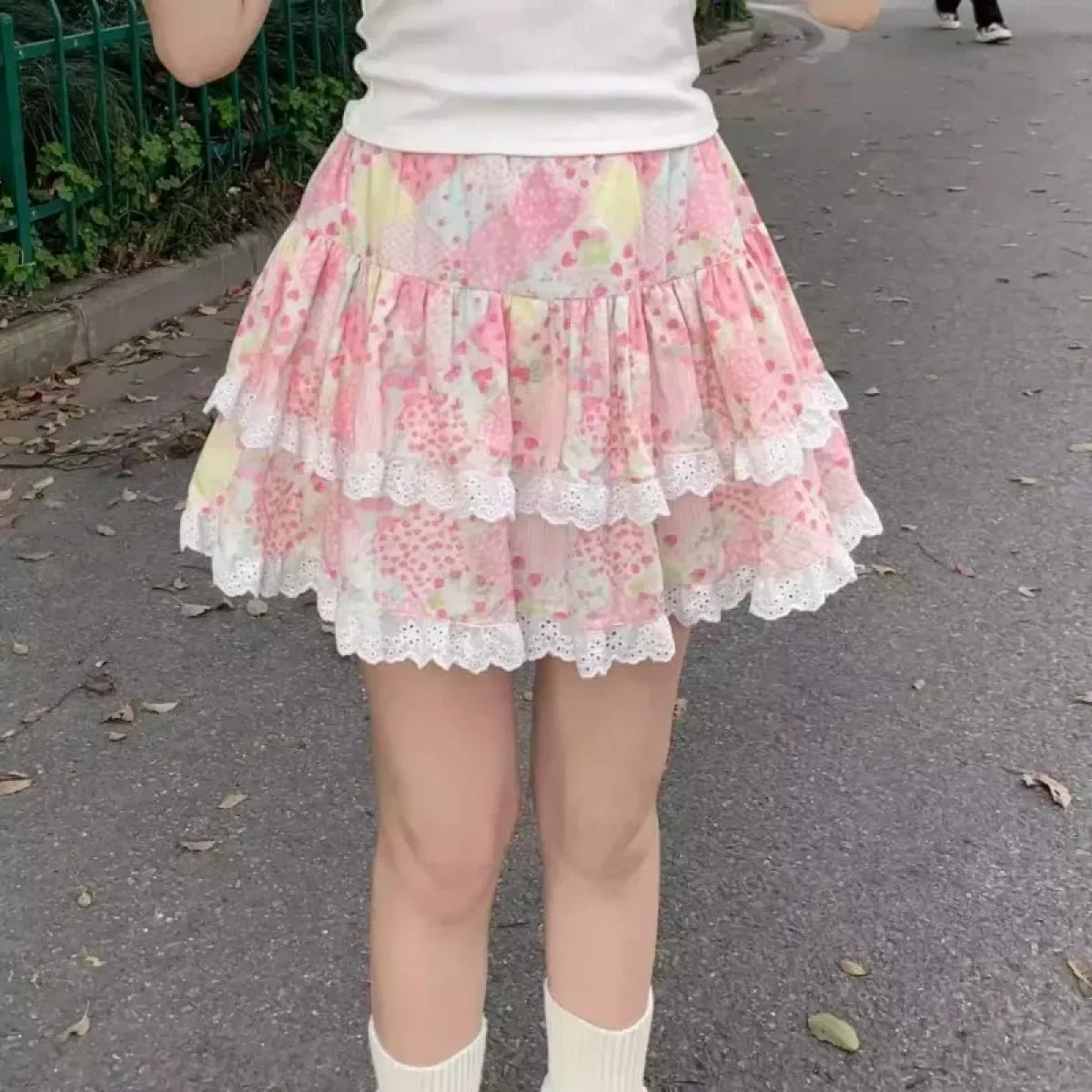 Floral Ruffle Skirt – Kawaii Sweet Lolita Layered Mini - Best Sellers - Skirts - 1