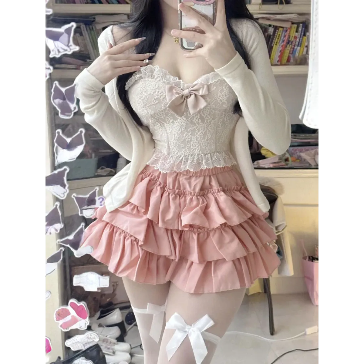 Ruffle Mini Skirt – Kawaii Sweet Lolita Y2K Aesthetic - Best Sellers - Long - V-neck - Skirts - 1