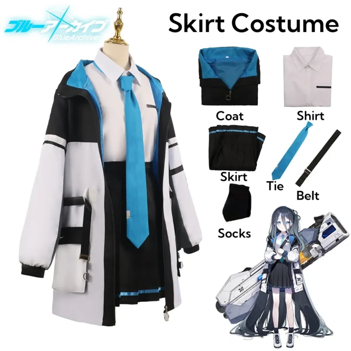 Blue Archive Tendou Arisu Cosplay Costume – Uniform Wig & Coat Set - 🎃 Spooky Season 🎃 - Long - Cosplay - 9