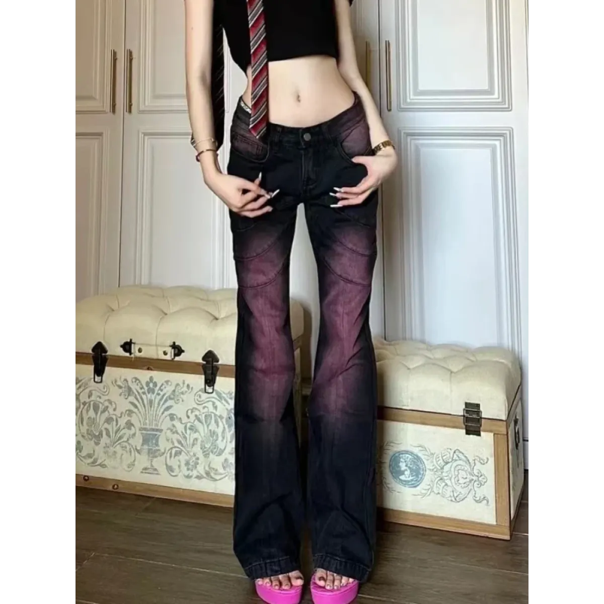 Y2K Tie Dye Flared Low Waist Jeans - Best Sellers - Jeans - 1