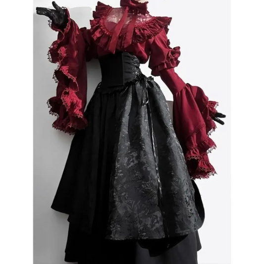 Gothic Vintage Lace Lolita Blouse & Skirt Set - Best Sellers - Lolita Dress - 1