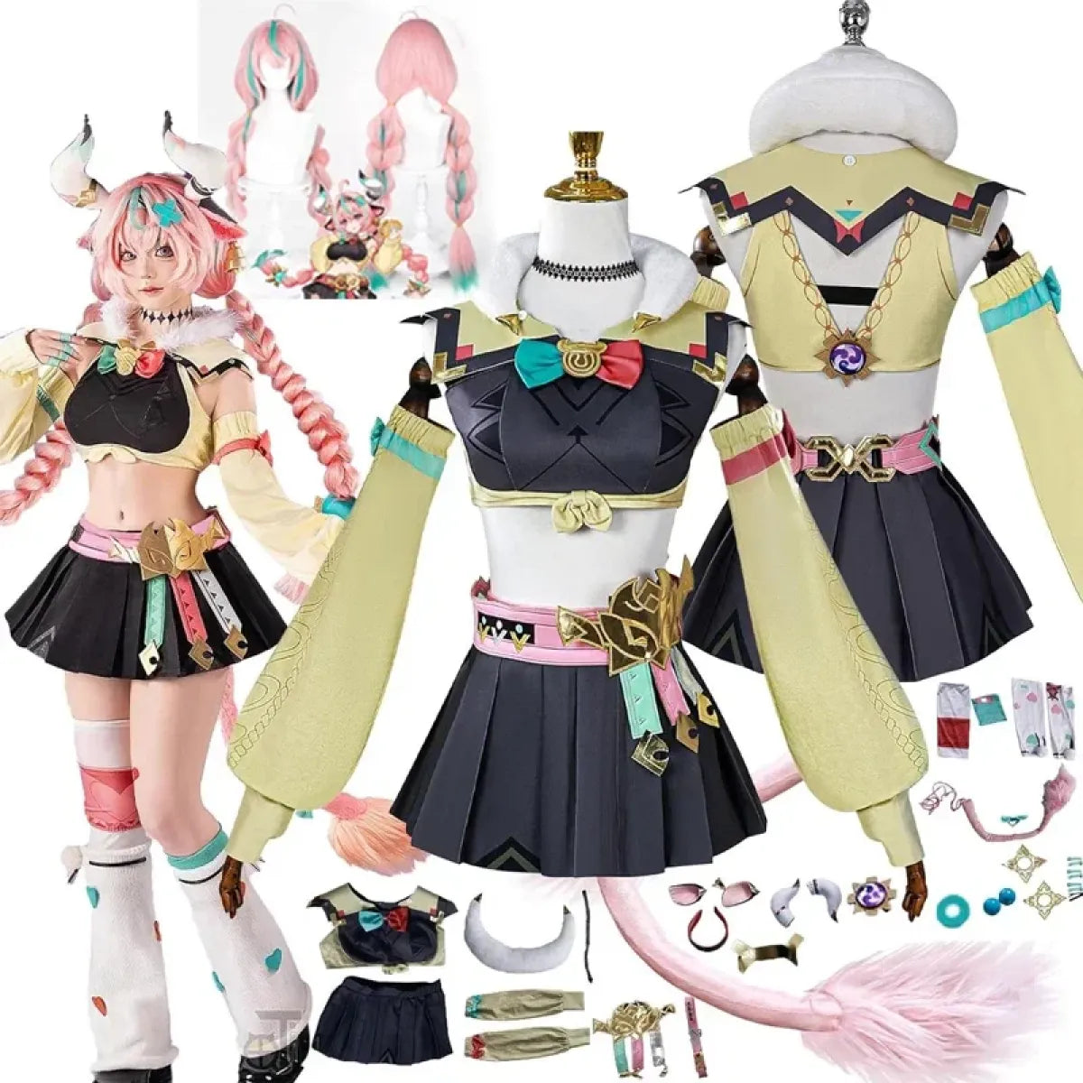 Varesa Genshin Cosplay Costume Set – Kawaii Skirt Wig Tail Outfit - Best Sellers - Sets - 1