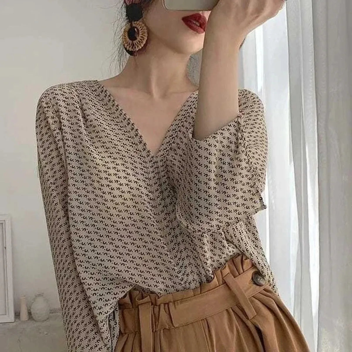 Victorian Print Chiffon Blouse - Best Sellers - Tops - 1