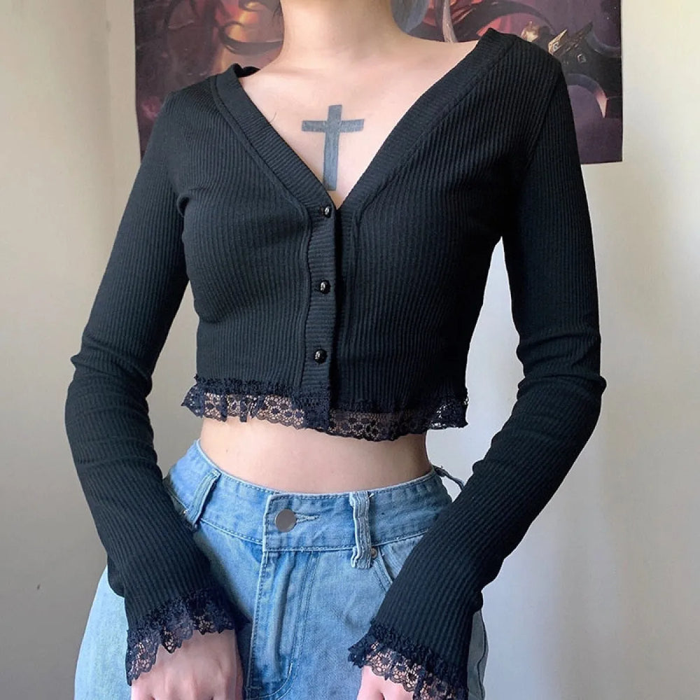 Vintage Gothic Lace Black Cardigan - Best Sellers - 1