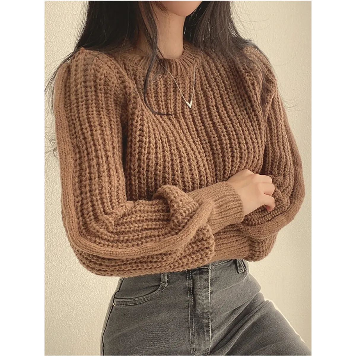 Vintage Harajuku Lantern Sleeve Knit Sweater - Best Sellers - Sweater / Pullover - 1