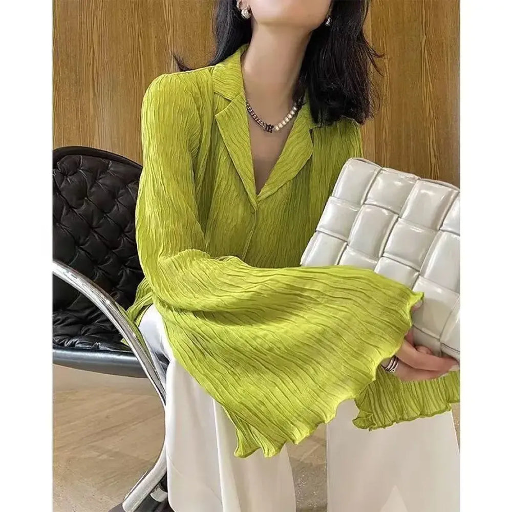 Vintage Pleated Flare Sleeve Blouse - Best Sellers - T-Shirts - 1
