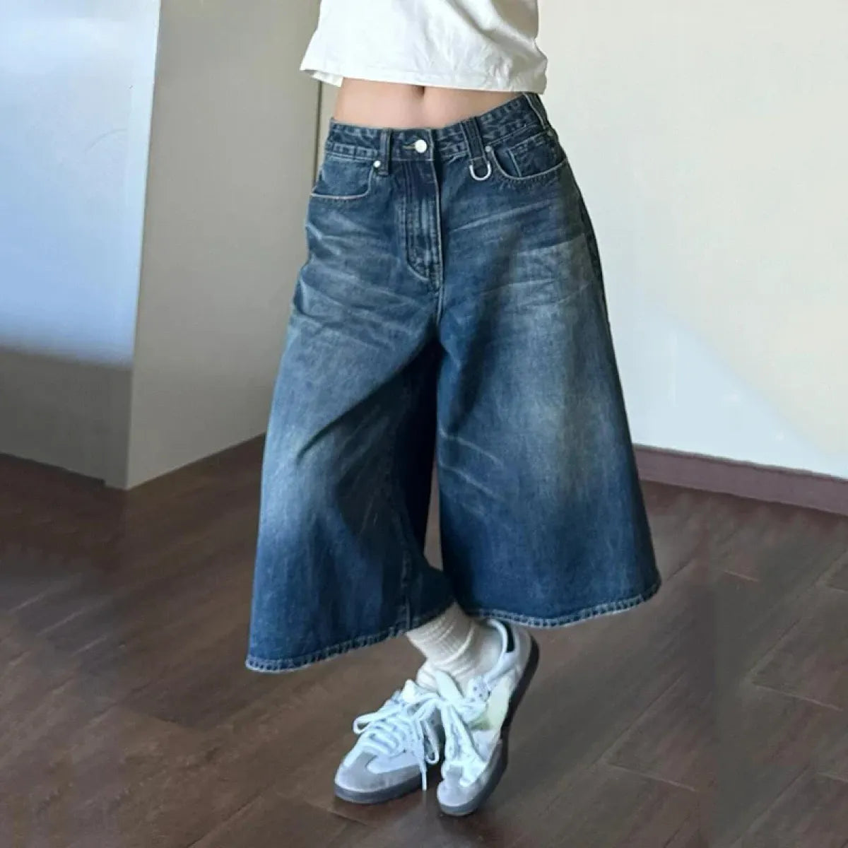 Vintage Wide Leg Denim Jorts – Low Rise Baggy Harajuku Style - Best Sellers - Shorts - 1
