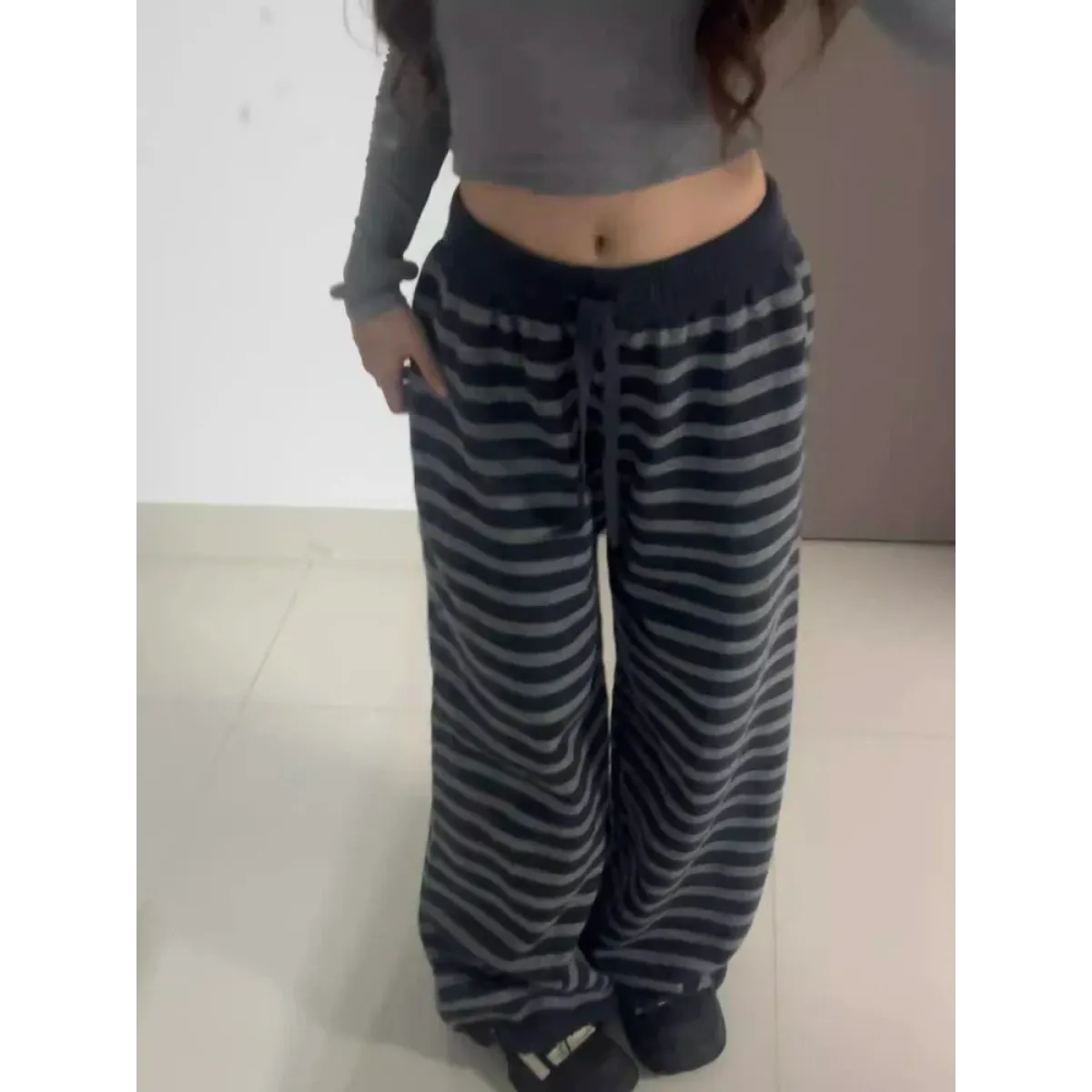 Grunge Stripe Knit Wide Leg Pants - Best Sellers - Trousers - 1