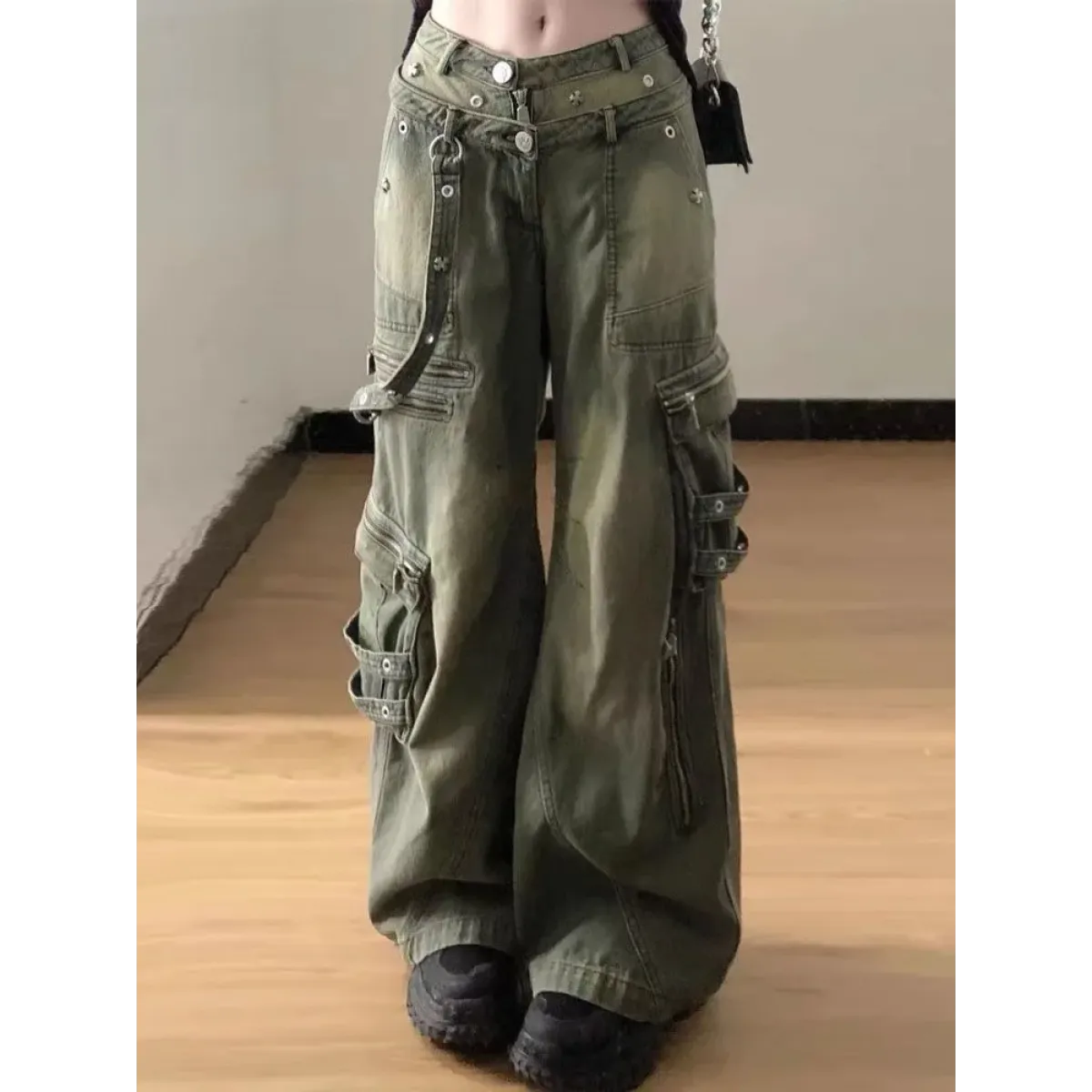 Multi-Zip Wide Leg Cargo Jeans - Best Sellers - Jeans - 1