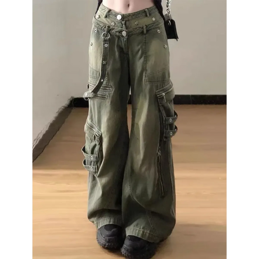 Multi-Zip Wide Leg Cargo Jeans - Best Sellers - Jeans - 1