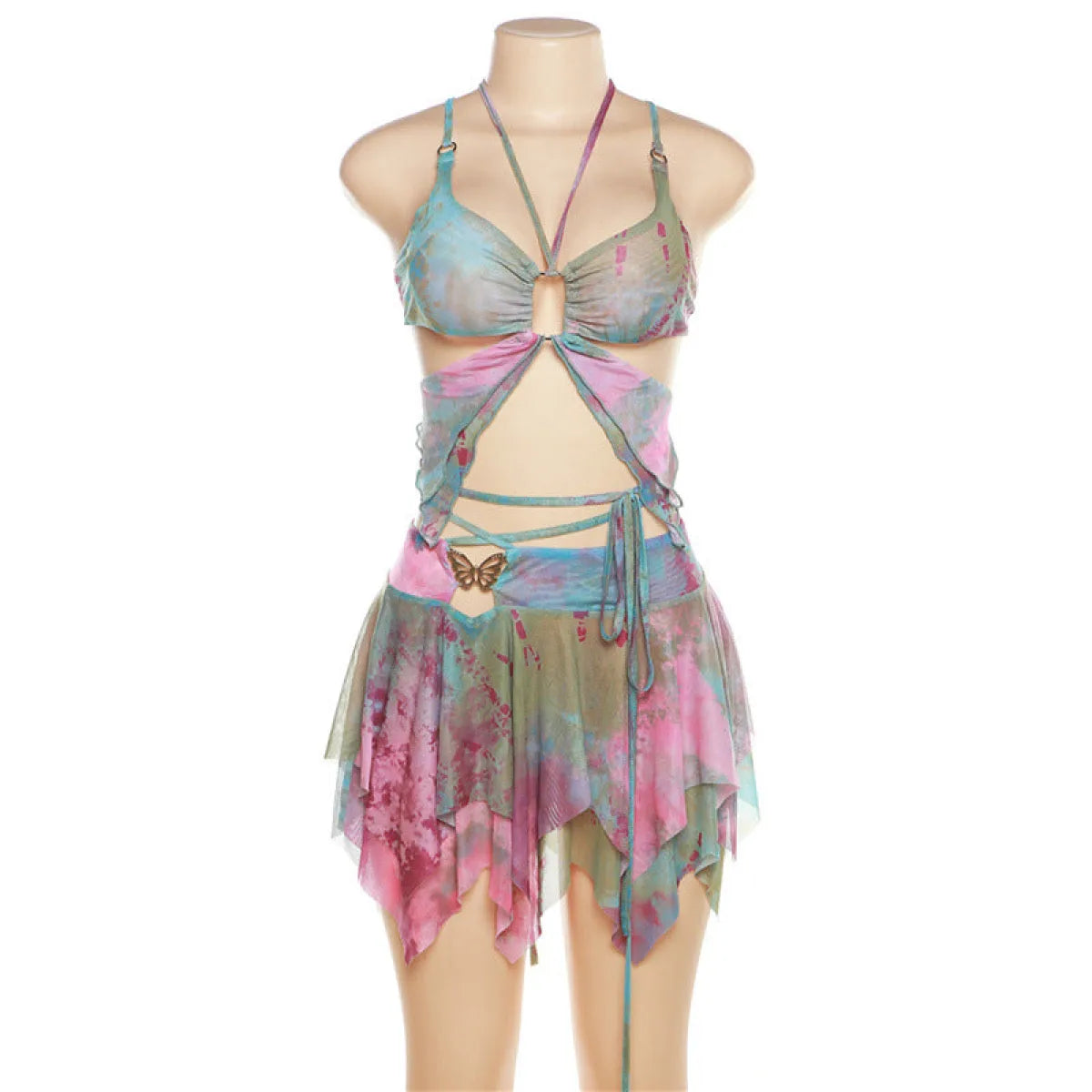 Tie-Dye Fairy Set – Butterfly Crop Top & Wrap Mini Skirt - Best Sellers - Sets - 1