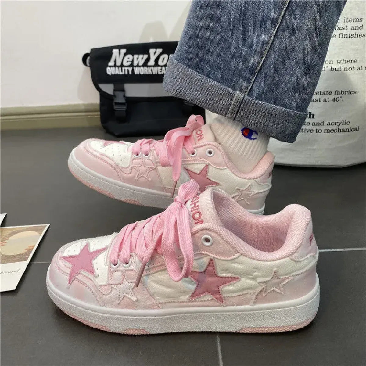 Y2K Pink Flat Fashion Sneakers for Women - Best Sellers - 1