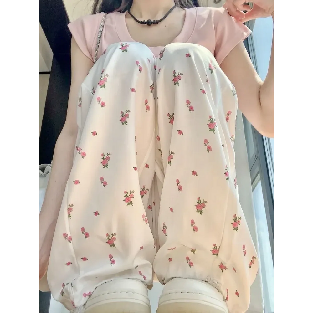 Y2K Floral Print Wide Leg Cargo Pants - Best Sellers - Cargo Pants - 1