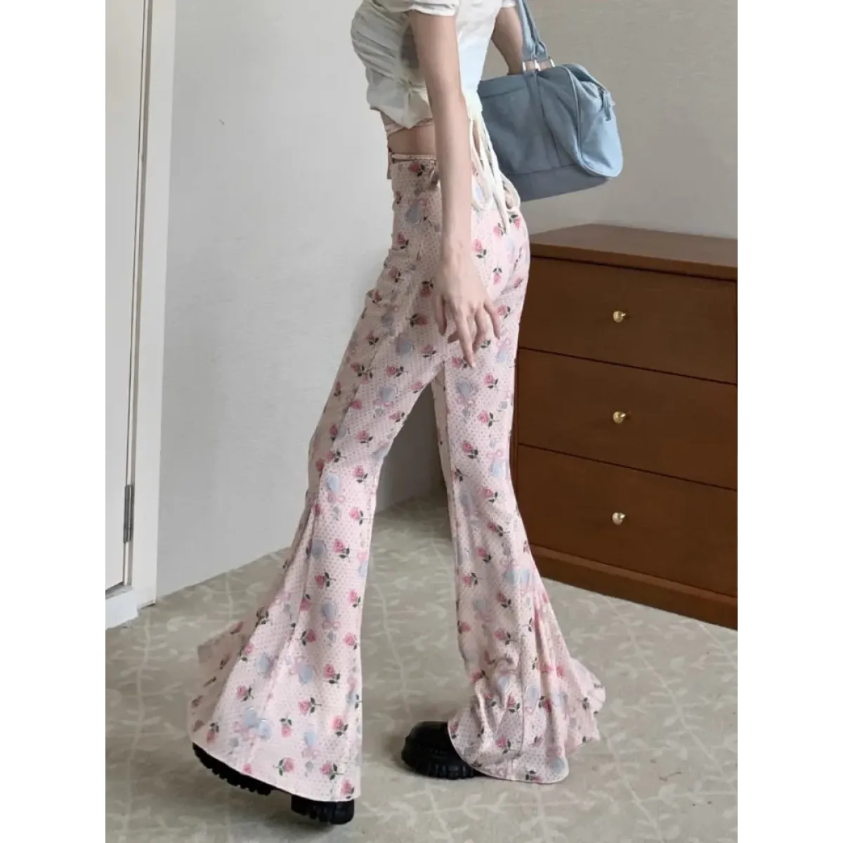 Y2K Floral Ruffle Flare Pants - Best Sellers - Pants - 1