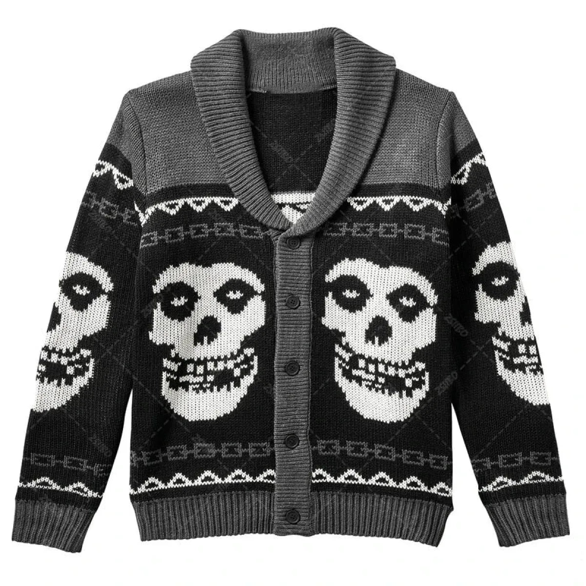 Y2K Gothic Skull Knit Cardigan Sweater - Best Sellers - Sweater / Pullover - 1