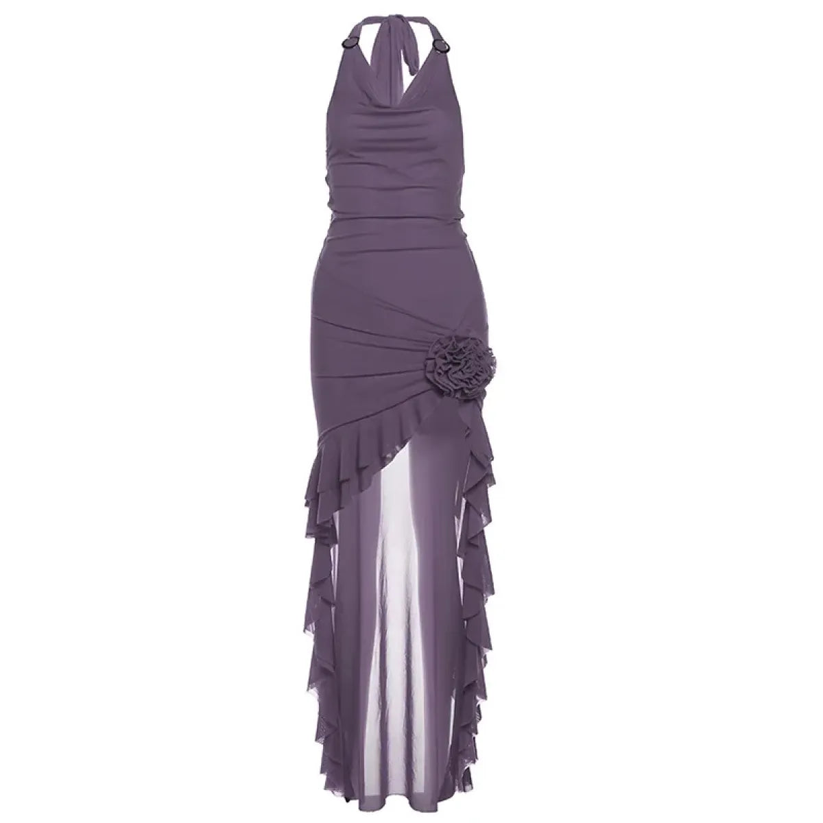 Y2K Grunge Irregular Ruffle Halter Dress - All Dresses - Mini Dress - 7