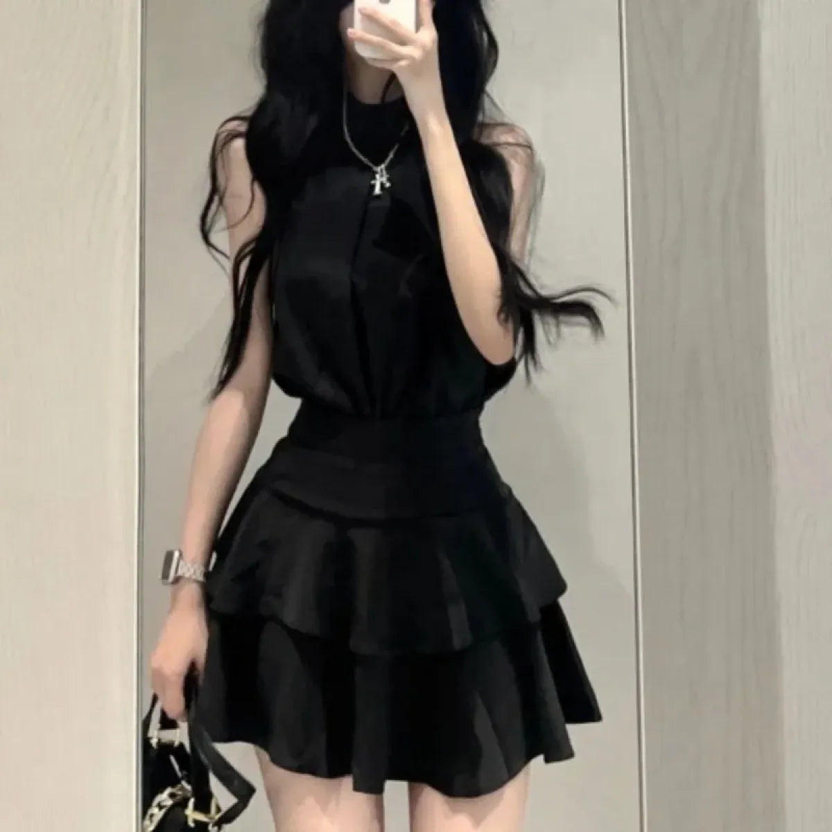 Y2K Halter Top & Ruched Tiered Skirt Set - Best Sellers - Sets / Co-ords - 1