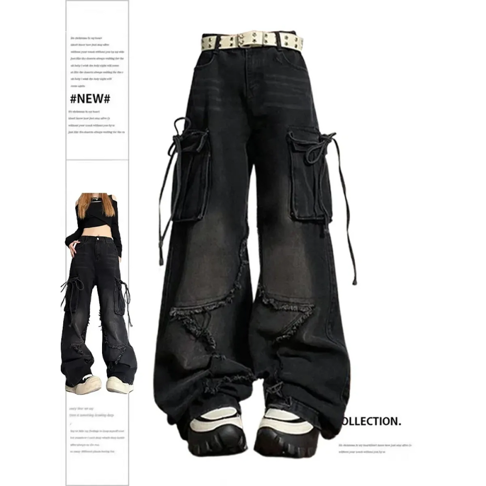 Gothic Baggy Cargo Jeans – Y2K Harajuku Grunge Pants - Best Sellers - Women’s Jeans - 1