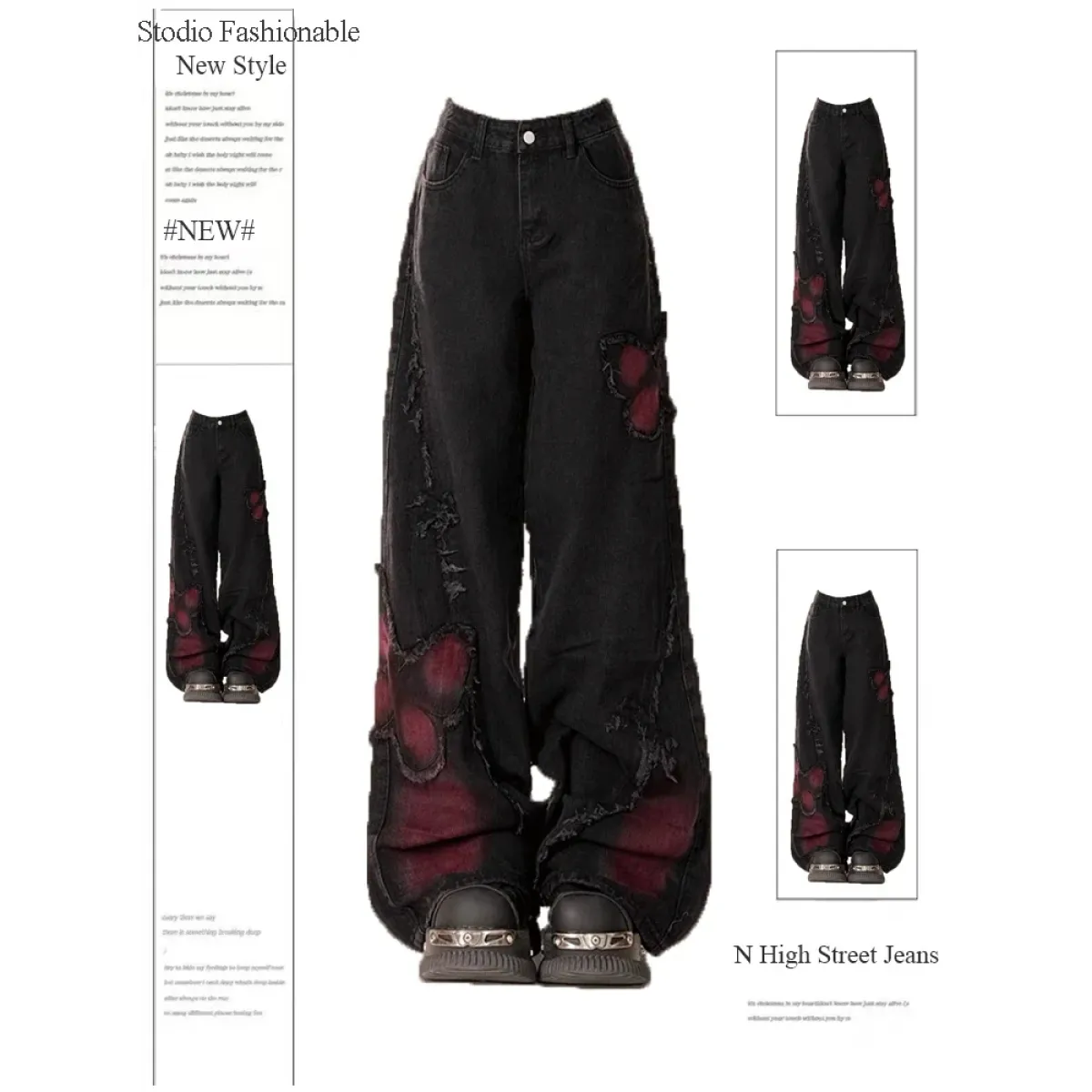 Gothic Baggy Jeans – Y2K Harajuku Grunge Aesthetic - Best Sellers - Women’s Pants - 1