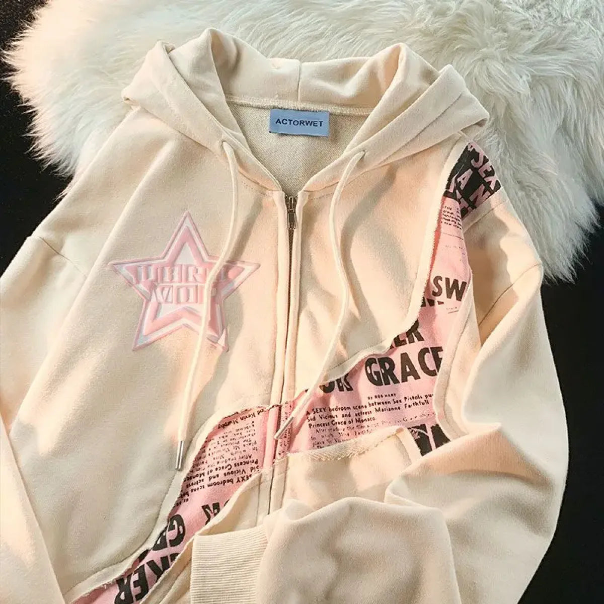 Y2K Harajuku Patchwork Zip Hoodie - Best Sellers - Women Hoodies - 7