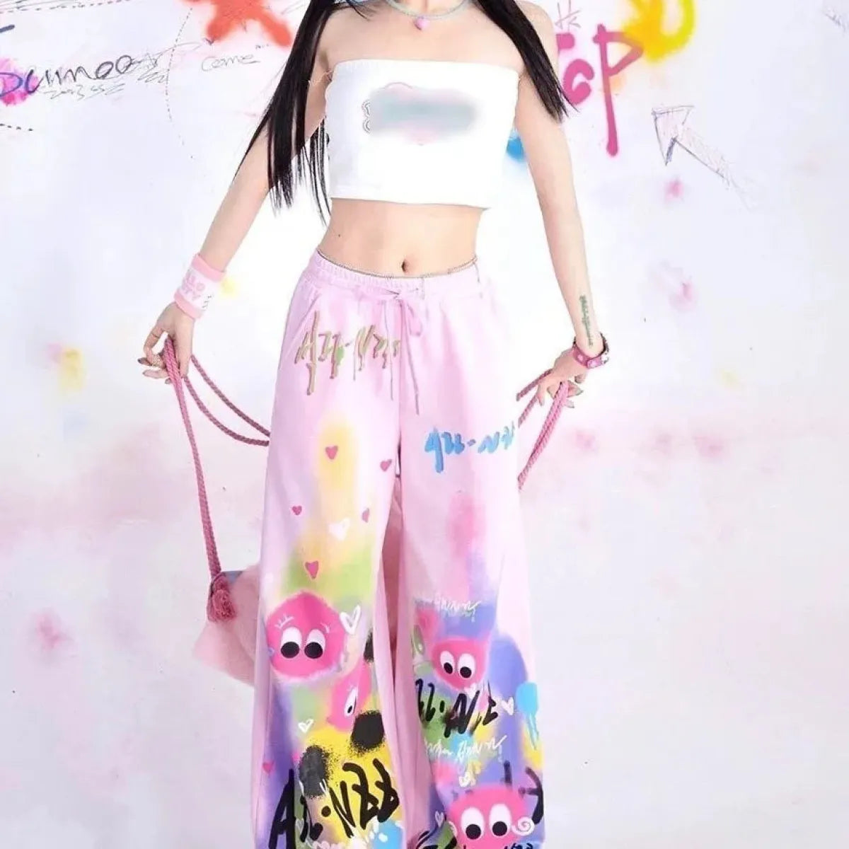 Graffiti Wide-Leg Pants – Y2K Harajuku Streetwear Aesthetic - Best Sellers - Women’s Pants - 1