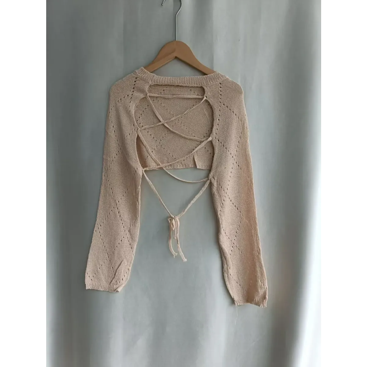 Y2K Hollow Knit Lace-Up Cardigan Top - Best Sellers - Cardigan - 4