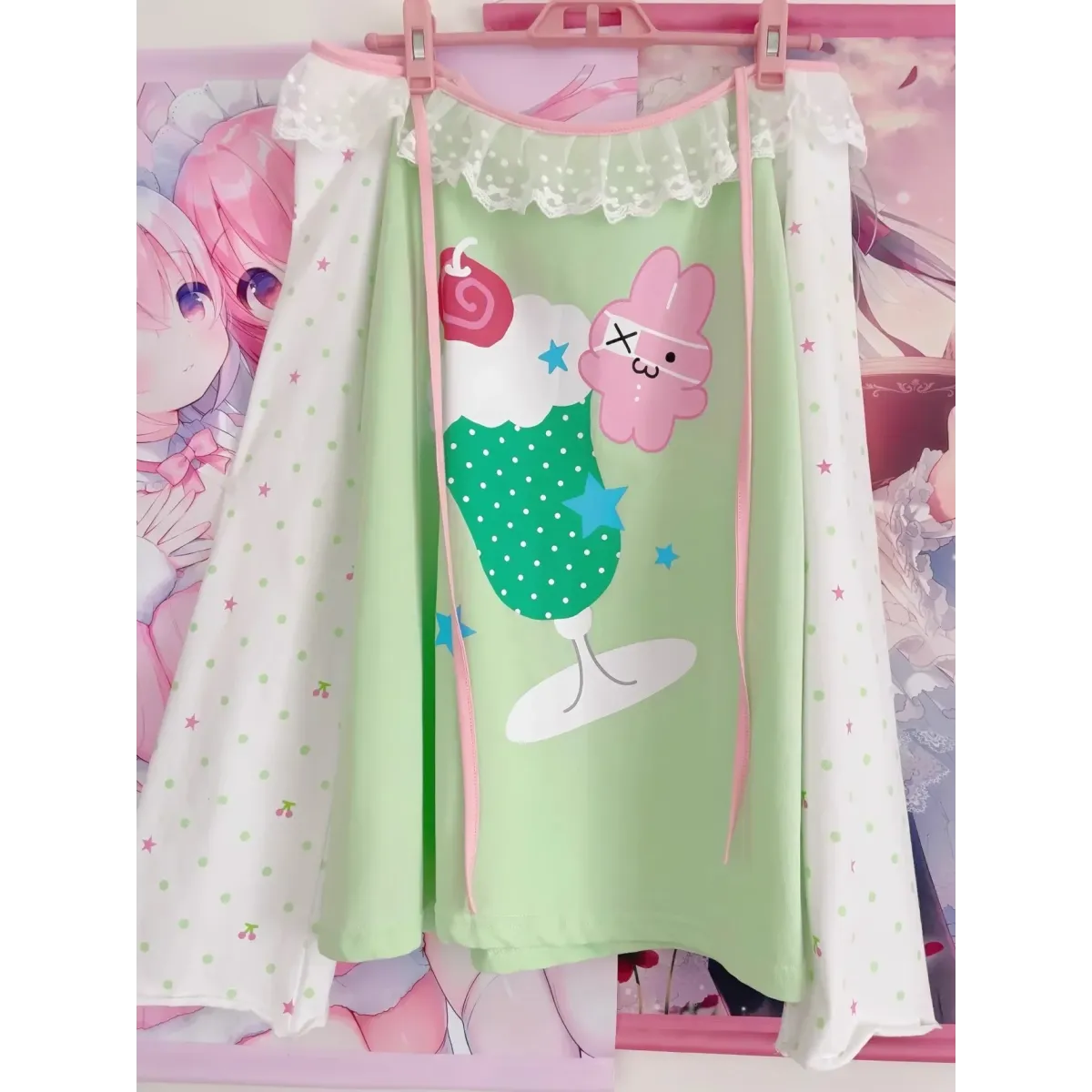 Y2K Kawaii Harajuku Top – Lace Trim Long Sleeve Tee - Best Sellers - Long - Off-Shoulder - T-Shirts - 7