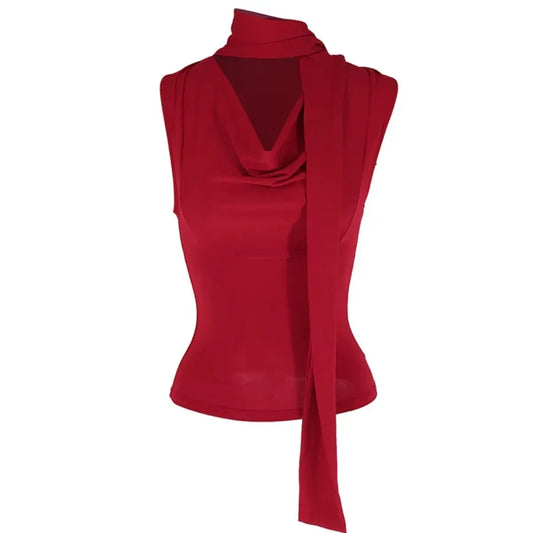 Y2K Tie-Front Wrap Knit Tank Top - Best Sellers - Tank Top / Cami - 9