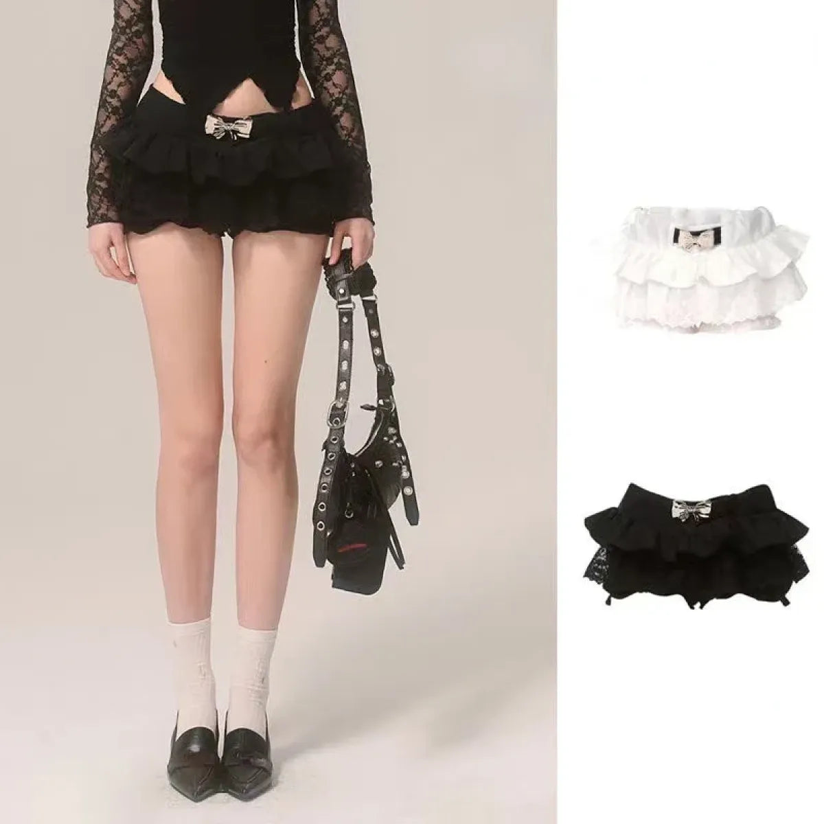 Y2K Lace Ruffle Mini Skirt – Kawaii Coquette Low Waist - Best Sellers - Short - Other - Sets - 1